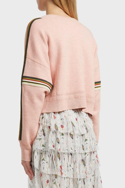 Shop Isabel Marant Étoile Kao Striped Cotton And Wool-blend Jumper, Fr42 In Pink