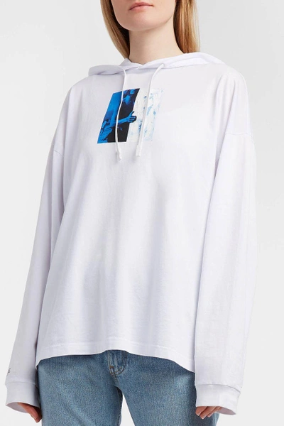 Shop Alyx Printed Cotton-jersey Hooded Top In White