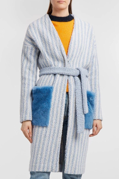 Shop Anne Vest Brisbane Mink Fur-panelled Striped Shearling Cardigan In Stripes