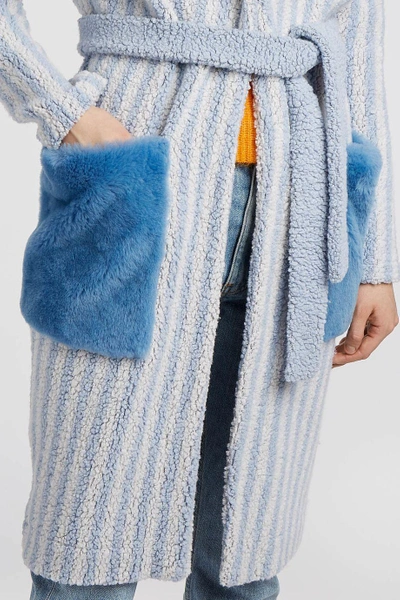 Shop Anne Vest Brisbane Mink Fur-panelled Striped Shearling Cardigan In Stripes