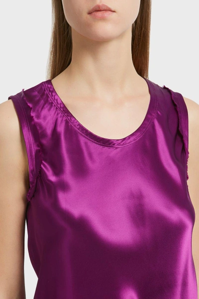 Shop Helmut Lang Raw Edged Satin Top In Purple