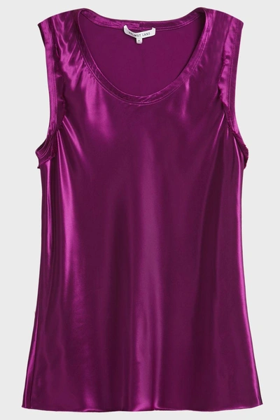 Shop Helmut Lang Raw Edged Satin Top In Purple