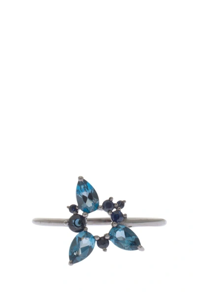 Shop Fernando Jorge Sapphire And Topaz Rhodium-plated 18k Gold Electric Spark Ring In W Gold