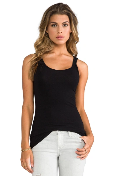 Shop James Perse Classic Brushed Long Tank In Black