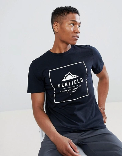 Shop Penfield Alcala Box Logo T-shirt In Black - Black