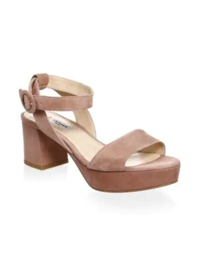 Shop Lk Bennett Block Heel Leather Platform Sandals In Dark Pink
