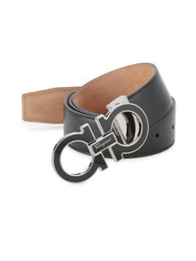 Shop Ferragamo Adjustable Gancini Buckle Belt In Nero