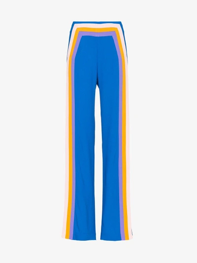Shop Rosie Assoulin Walk The Plank Striped Flared Trousers In Blue