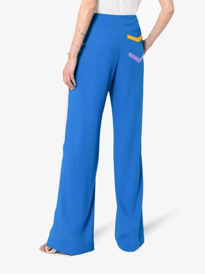 Shop Rosie Assoulin Walk The Plank Striped Flared Trousers In Blue