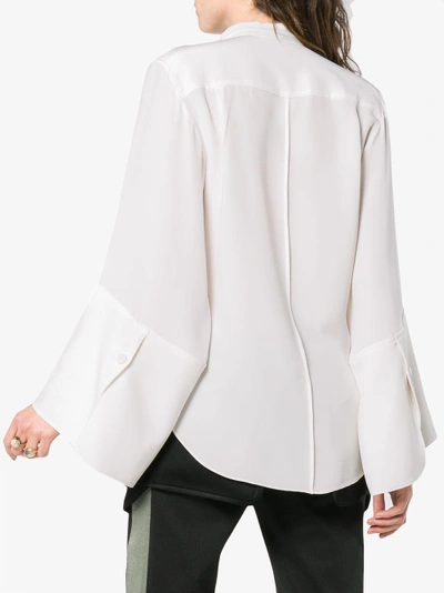 Shop Adam Lippes Buttoned Long Sleeve Silk Blouse In White