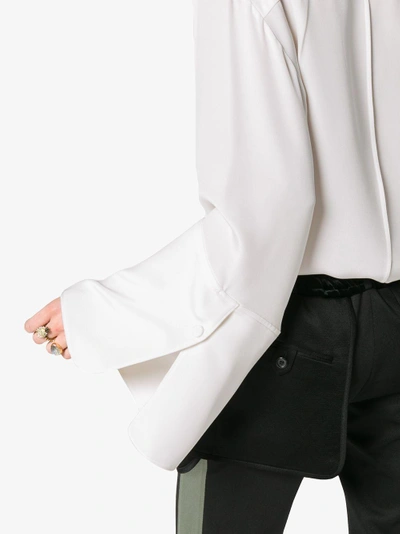 Shop Adam Lippes Buttoned Long Sleeve Silk Blouse In White