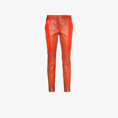 Shop Givenchy Panelled Leather Skinny Trousers In Red