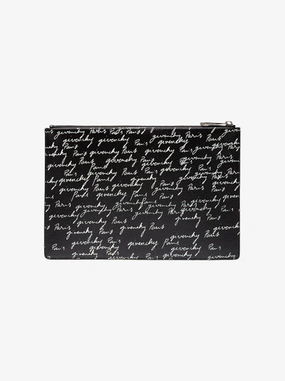 Shop Givenchy Signature Print Clutch In Black