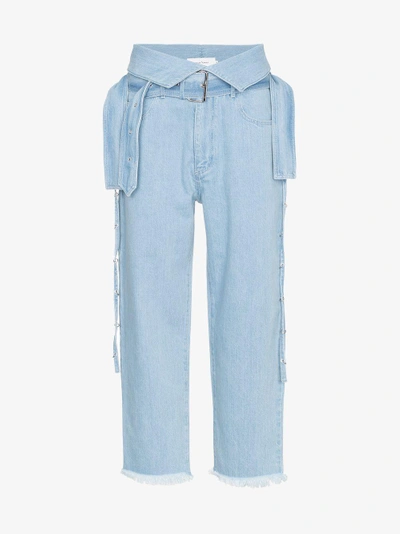 Shop Marques' Almeida Marques'almeida Belted Raw Hem Jeans In Blue