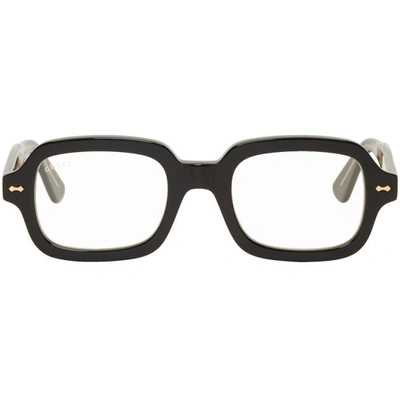 Shop Gucci Black Rectangular Glasses In 1000 Black
