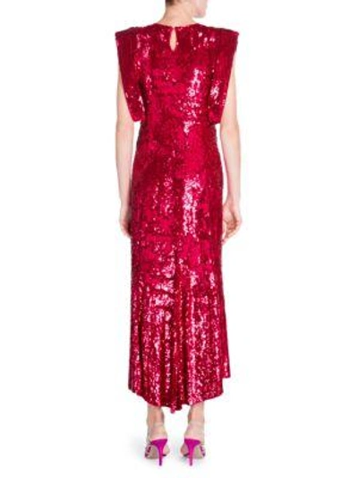 Shop Attico Sequin Keyhole Dress In Raspberry