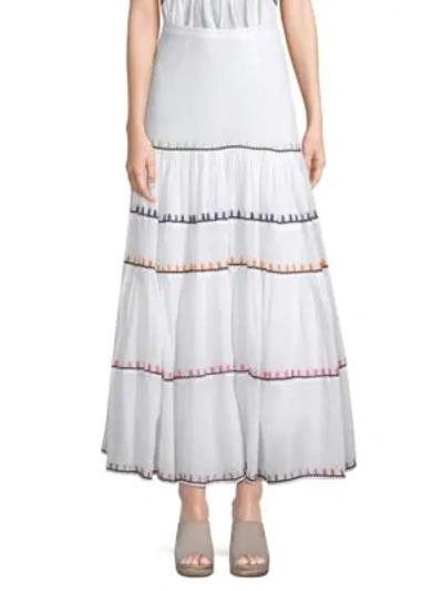 Shop Carolina K Iris Rainbow Maxi Skirt In White Triangle Multi