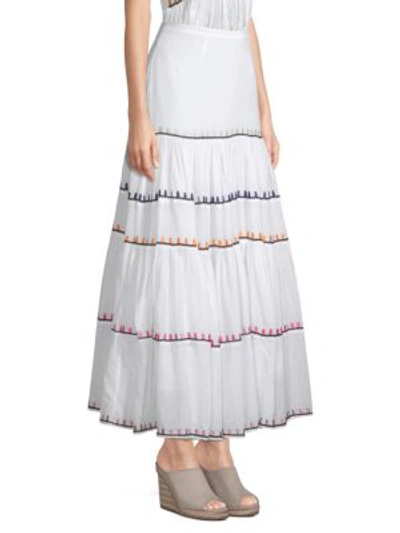 Shop Carolina K Iris Rainbow Maxi Skirt In White Triangle Multi