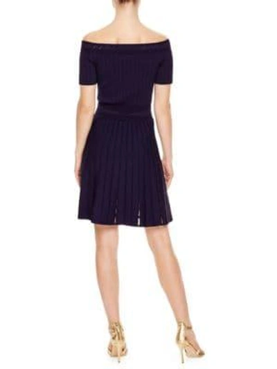 Shop Sandro Lottie Seamed Dress In Navy Blue