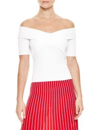 Shop Sandro Galina Off-the-shoulder Top In White