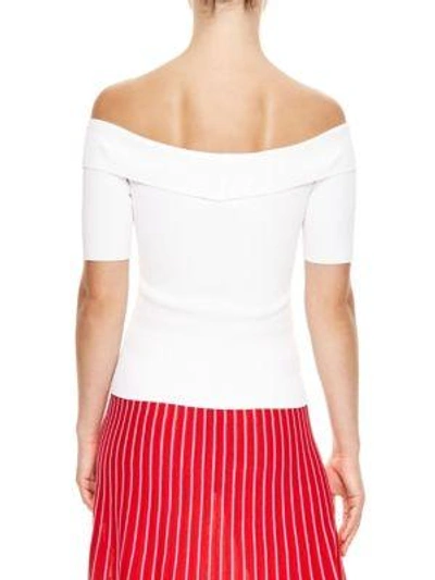Shop Sandro Galina Off-the-shoulder Top In White