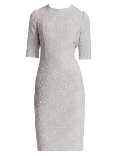 Shop Teri Jon By Rickie Freeman Floral Jacquard Dress In Silver