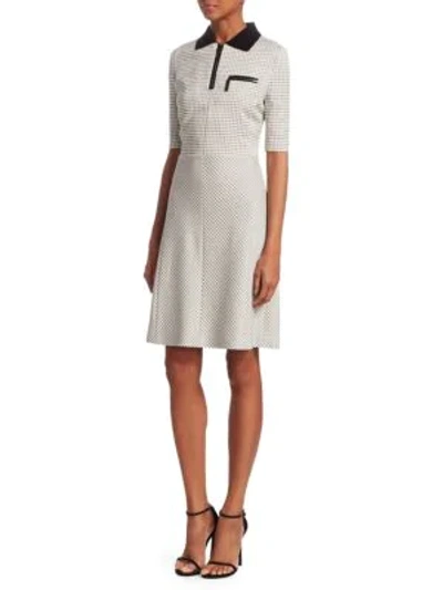 Shop Piazza Sempione Grid-check Polo Dress In White Black