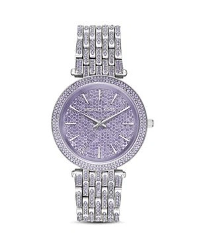 Shop Michael Kors Darci Pave Watch, 39mm In Purple/silver