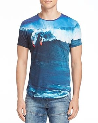 Shop Orlebar Brown Photographic Surf Crewneck Tee In Blue Multi