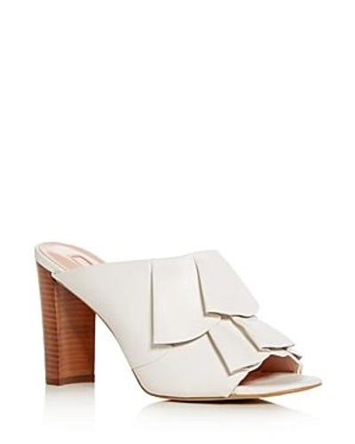 Shop Avec Les Filles Women's Mallory Leather Ruffle High-heel Slide Sandals In Off White