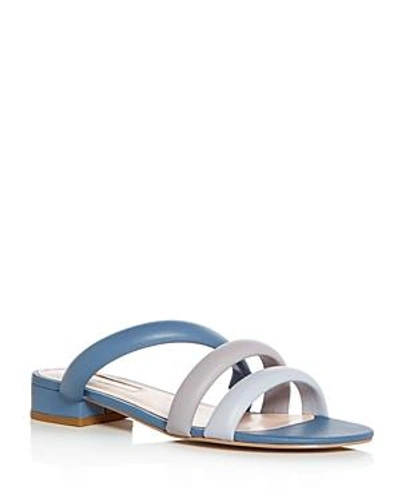 Shop Avec Les Filles Women's Carla Leather Color-block Slide Sandals In China Blue