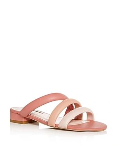 Shop Avec Les Filles Women's Carla Leather Color-block Slide Sandals In Dusty Rose