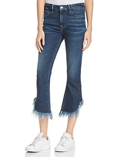 Shop Frame Le Crop Frayed-hem Mini Bootcut Jeans In Bayberry
