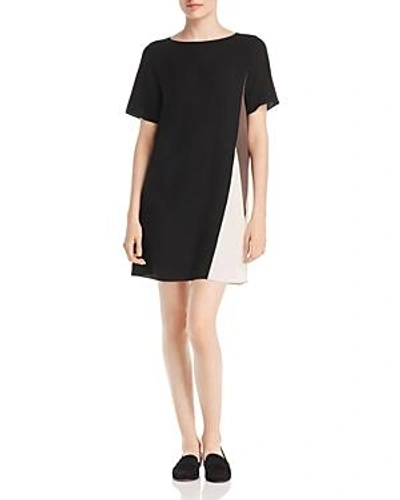 Shop Eileen Fisher Silk Color Block Shift Dress In Black