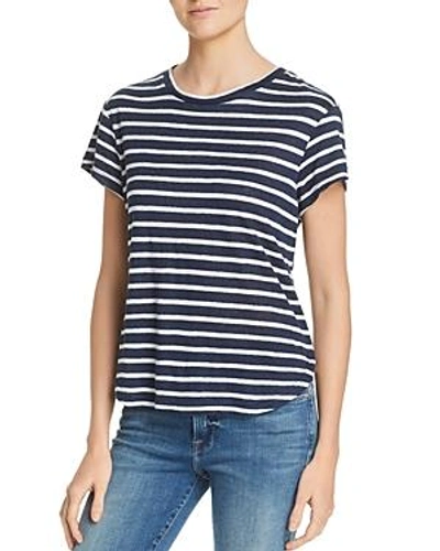 Shop Frame Classic Striped Linen Tee In Summer Navy Multi