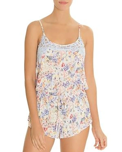Shop In Bloom By Jonquil Floral Romper In Blue/peach