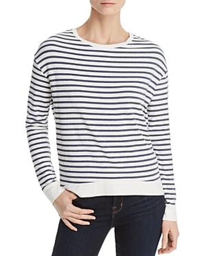 Shop Majestic Lightweight Striped Sweatshirt In Milk/denim Chine