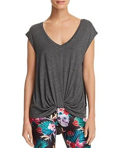 Shop Terez Twist-front V-neck Tee In Gray