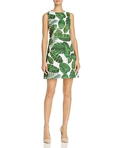 Shop Alice And Olivia Alice + Olivia Coley Palm Print A-line Shift Dress In Tropical Leaves