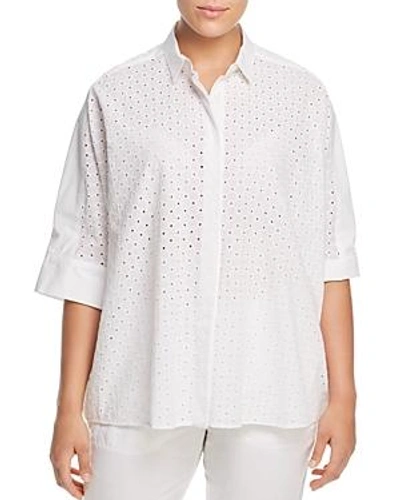 Shop Marina Rinaldi Baritono Perforated Shirt In White