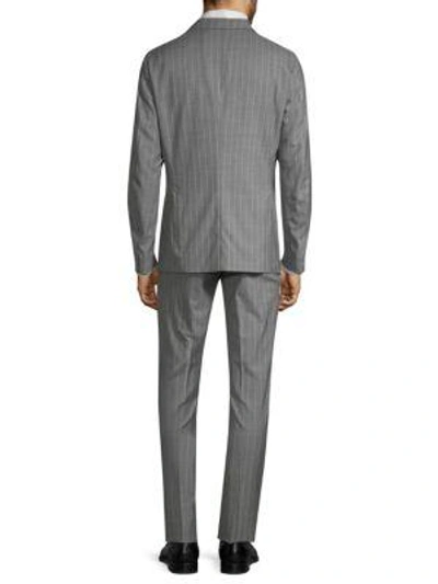 Shop Eleventy Wool Pinstripe Suit Set In Light Grey