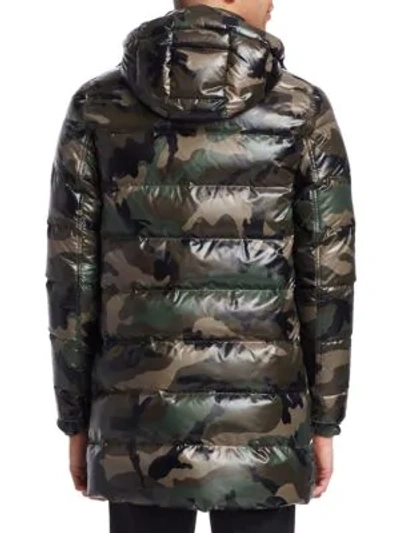 Shop Valentino Camou Puffer Jacket In Green Camo