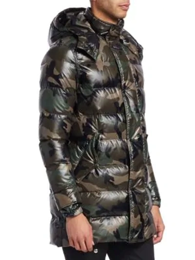 Shop Valentino Camou Puffer Jacket In Green Camo