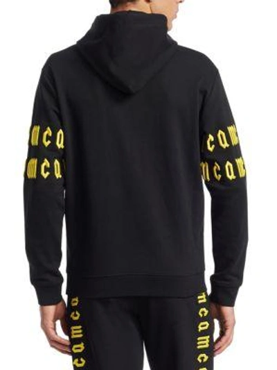 Shop Mcq By Alexander Mcqueen Embroidered Logo Lined Hoodie In Black