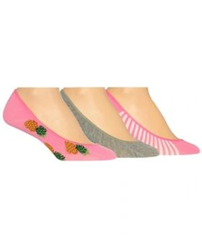 Shop Hot Sox Women's 3-pk. Assorted Pineapple Liner Socks In Hot Pink