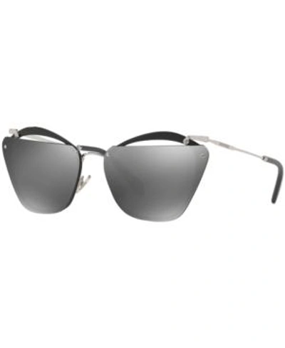 Shop Miu Miu Sunglasses, Mu 54ts In Silver Mirror/gray