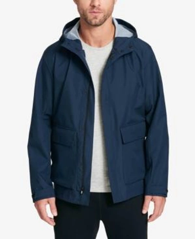 Shop Dkny Hooded Performance Jacket In Navy