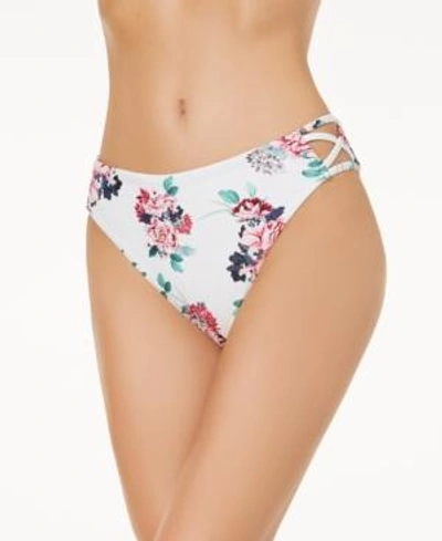 Shop Minkpink Pretty Petals High-waist Strappy Cheeky Bikini Bottoms Women's Swimsuit In Multi