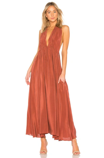Shop Three Graces Esilena Dress In Rust Sandwashed Silk