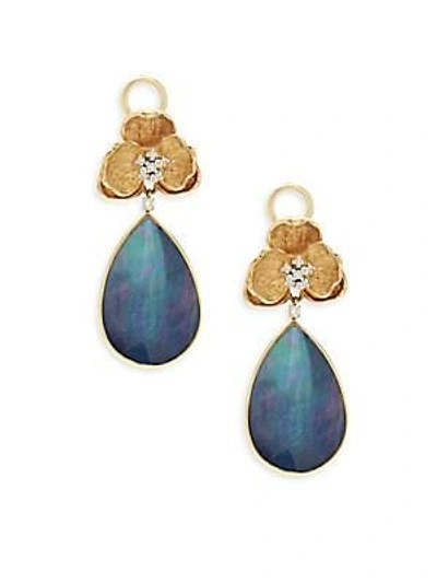 Shop Michael Aram Diamond, Lapis And 18k Gold Orchid Drop Earrings In Blue